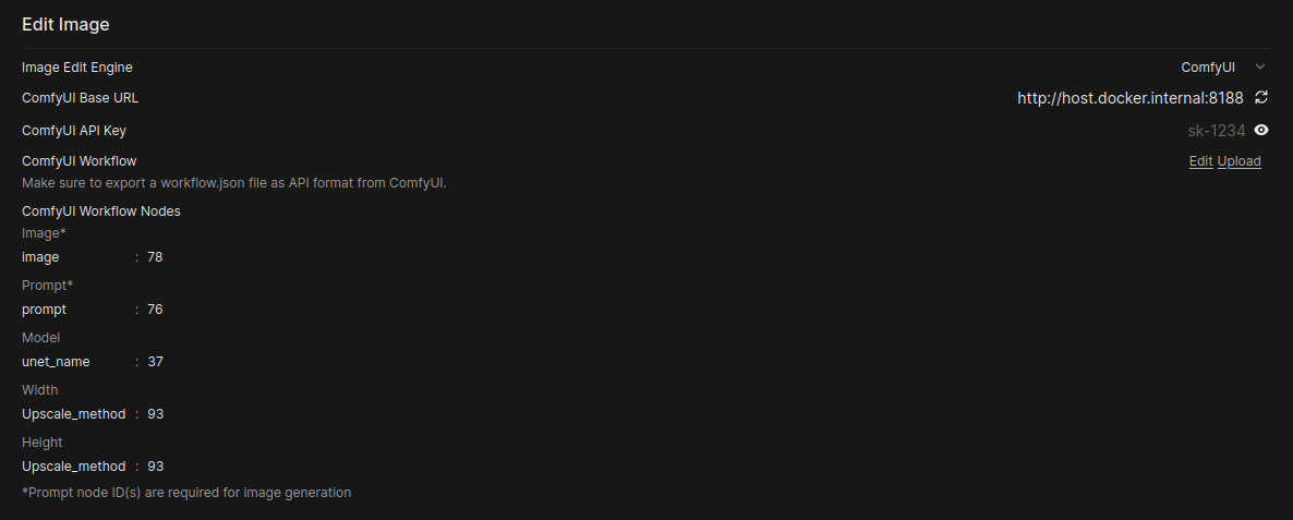 Screenshot of the OPL 数据空间 Images settings page with ComfyUI selected for image editing.