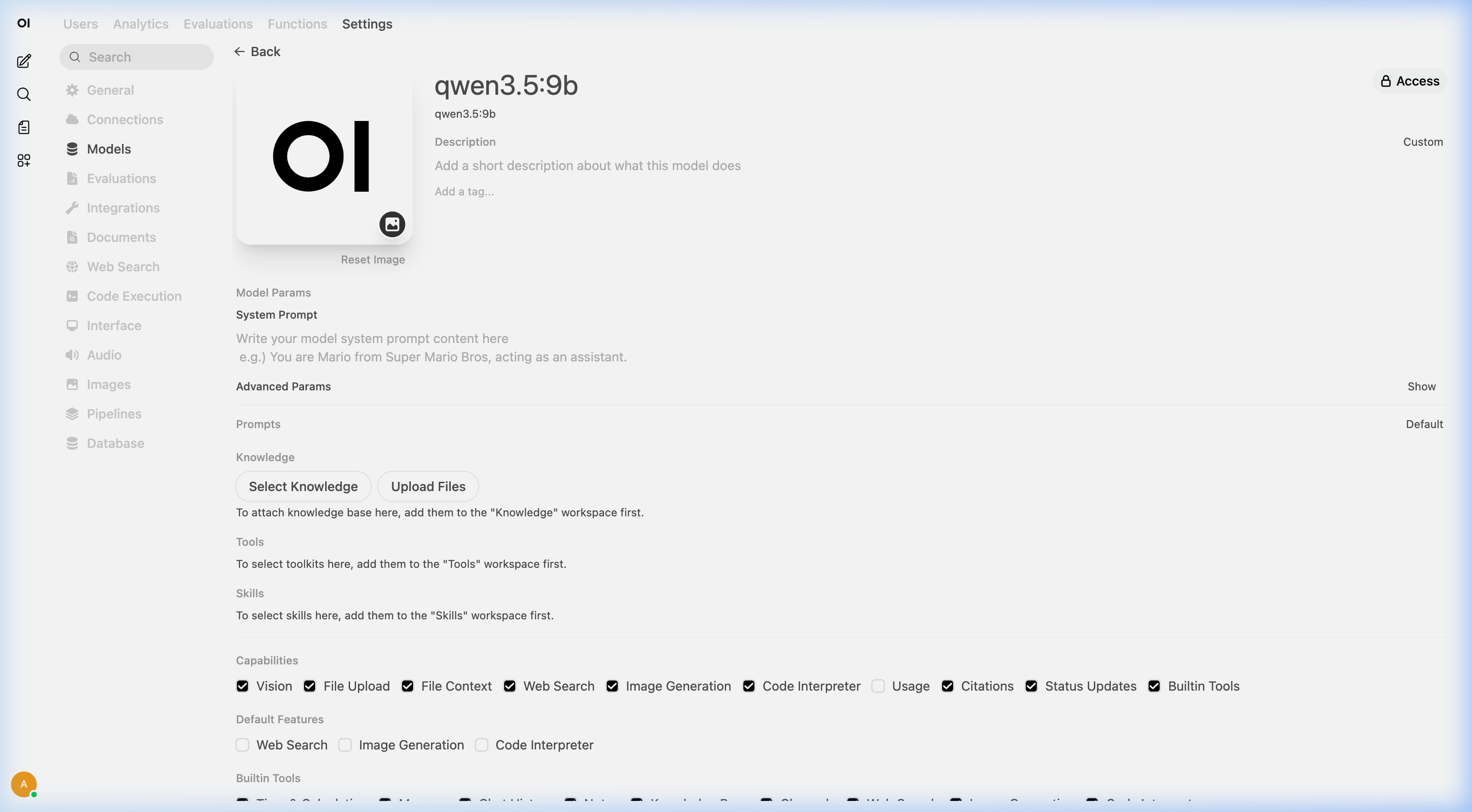OPL 数据空间 model capabilities page